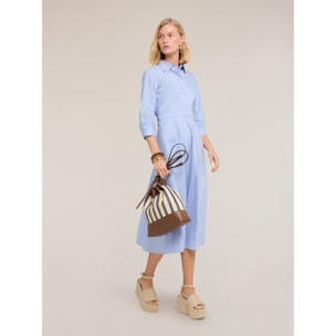Motivi - Vestido camisero con cuello joya - Light - blue