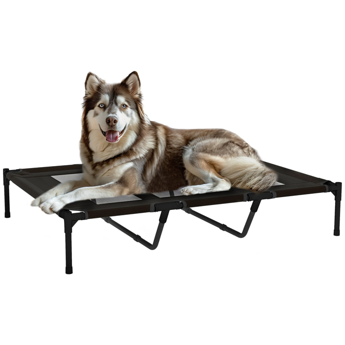 Cama Elevada para Perros Gatos Portátil Cama para Mascotas con Zona de Malla Transpirable y Tela Oxford para Interior Exterior 122x92x23 cm Negro