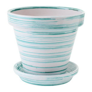 J-Line Cache-pot - céramique - vert menthe/blanc - large