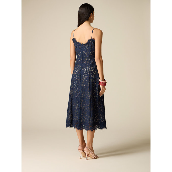 Oltre - Vestido midi de encaje - Azul