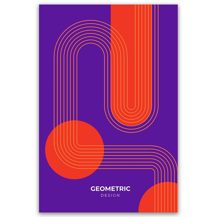 Tableau géométrique moderne violet et orange Toile imprimée