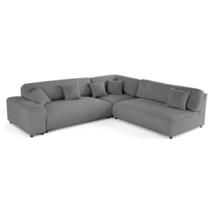 Garance - canapé modulable d'angle droit - 6 places - en velours côtelé - Gris foncé