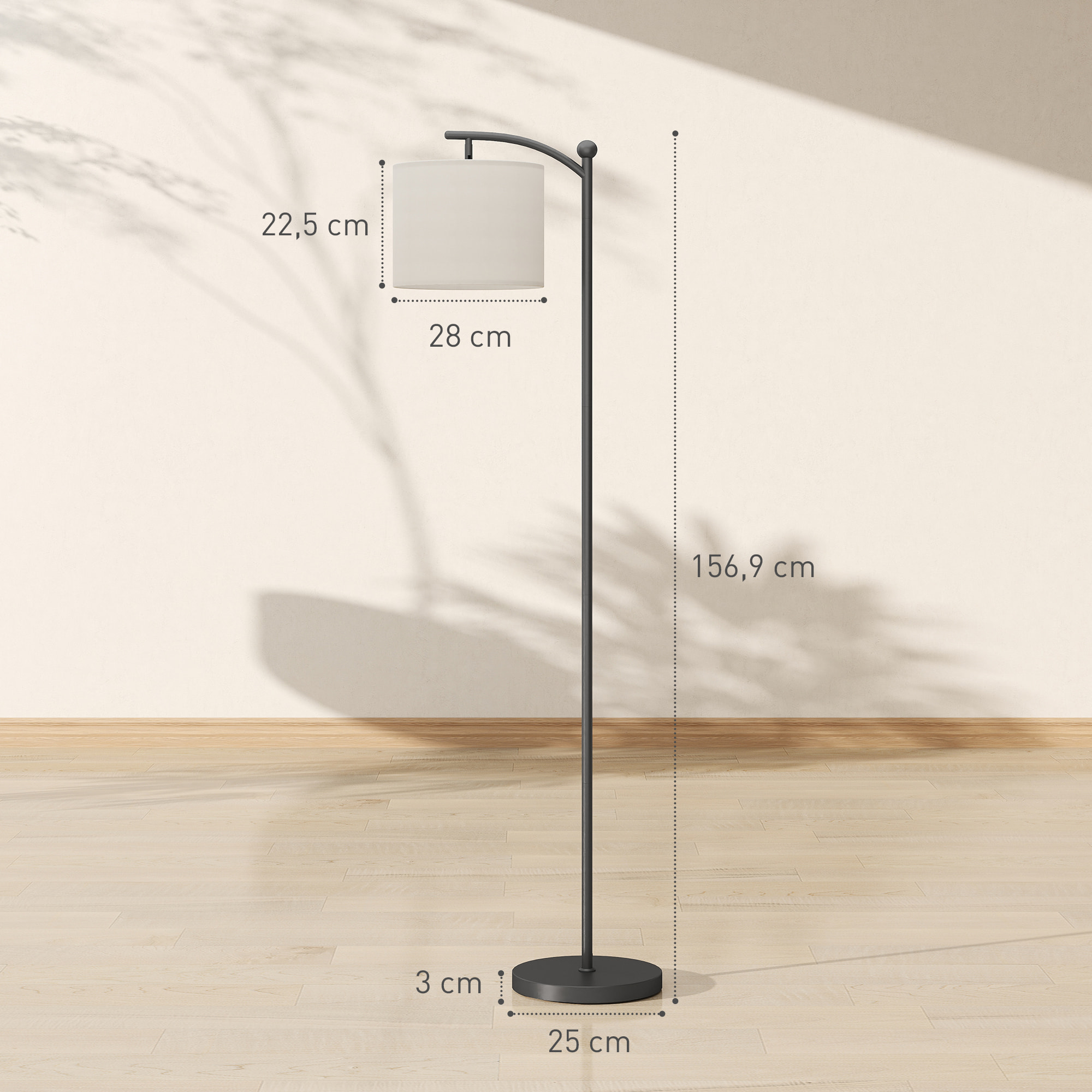 Lampadaire dimmable H.60 cm 2 températures de couleur timer 60 min télécommande noir blanc