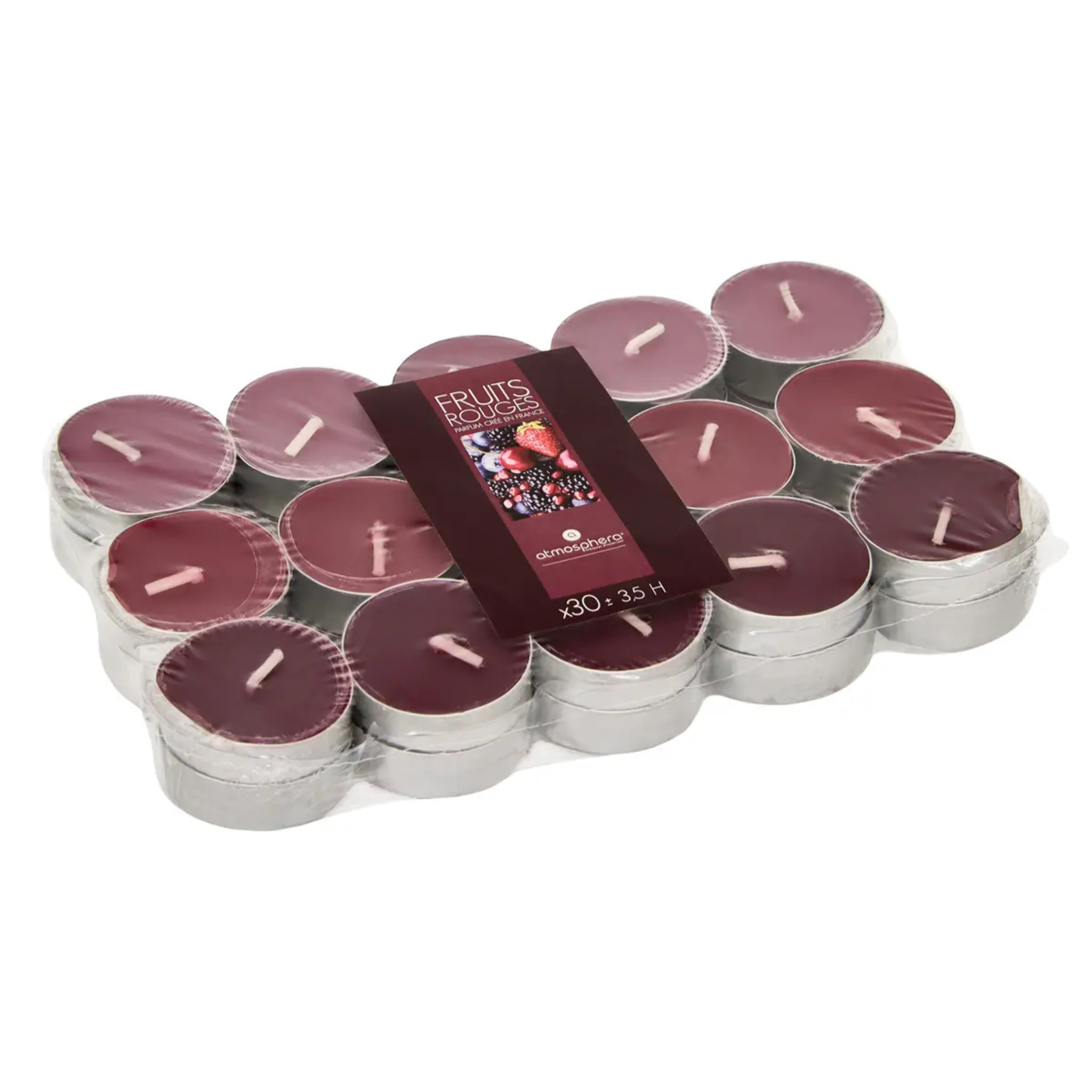 Lot de 30 bougies parfumées fruits rouges 350g