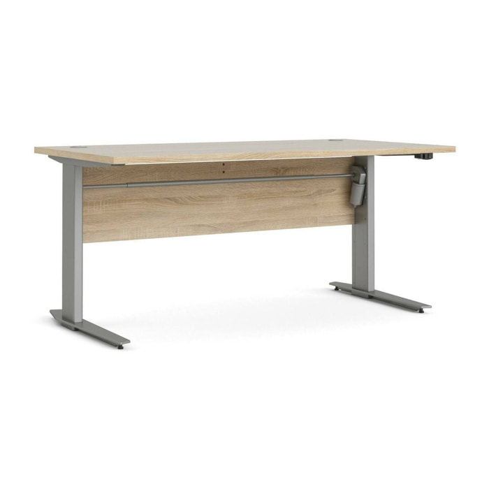 Scrivania Gonu, Scrittoio multiuso, Tavolo per ufficio porta PC, Piano di lavoro, 150x80 h119 cm, Grigio e Quercia