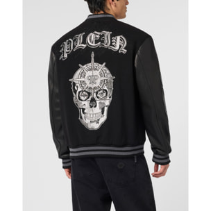 PHILIPP PLEIN Composed Varsity Bomber Tattoo Strass
