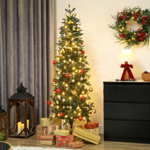 Sapin de Noël artificiel LED x 200 blanc chaud 8 modes H.180 cm 605 branches support vert