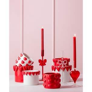 J-Line bougeoir - verre - rouge - set de 2