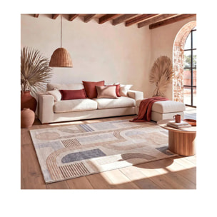 ASTRA Alfombra geométrica de pelo corto beige, varias medidas disponibles.