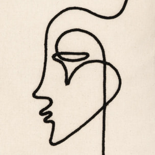 Housse de coussin "Visage" blanc ivoire 40x40cm