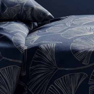 Parure housse de couette imprimé 100% coton - edo - bleu nuit