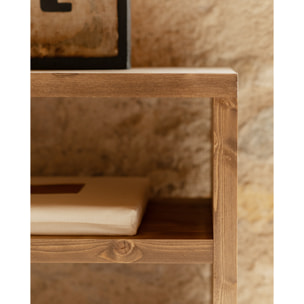 Étagère à chaussures en bois massif ton chêne moyen 80x60cm Hauteur: 80 Longueur: 60 Largeur: 35