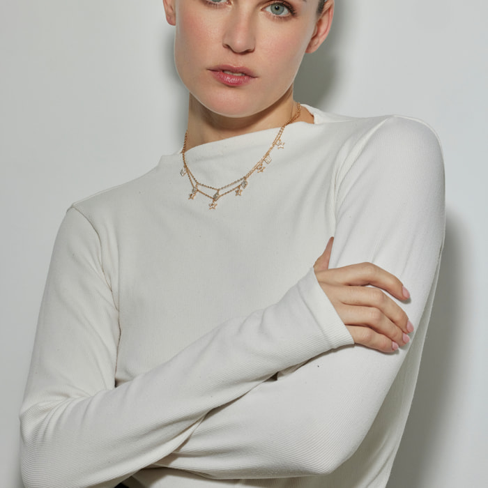 Collar con Circonita Brillante acabado oro 18k
