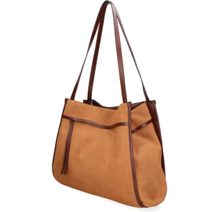 Borsa a spalla da donna Made in Italy - Modello Seraphina Elite - Pelle scamosciata - 35.0 x 35.0 x 16.0 cm