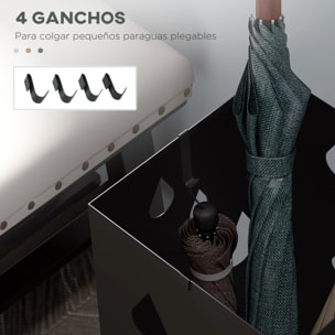 ParagÃƒÂ¼ero de Acero ParagÃƒÂ¼ero Negro con 4 Ganchos y Bandeja de Goteo Extraíble Porta Paraguas Diseño Tallado para Pasillo Entrada 15,5x15,5x41 cm