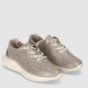 Deportivos de Piel - Oro - Tacón: Bajo