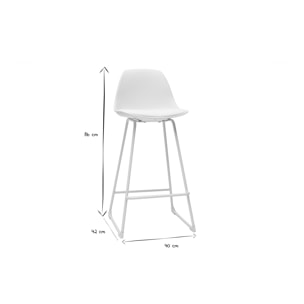 Tabourets de bar design blancs pieds métal 66 cm (lot de 2) FRANZ