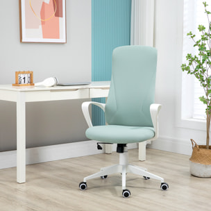 Fauteuil de bureau manager ergonomique inclinable réglable acier nylon blanc polyester vert d'eau