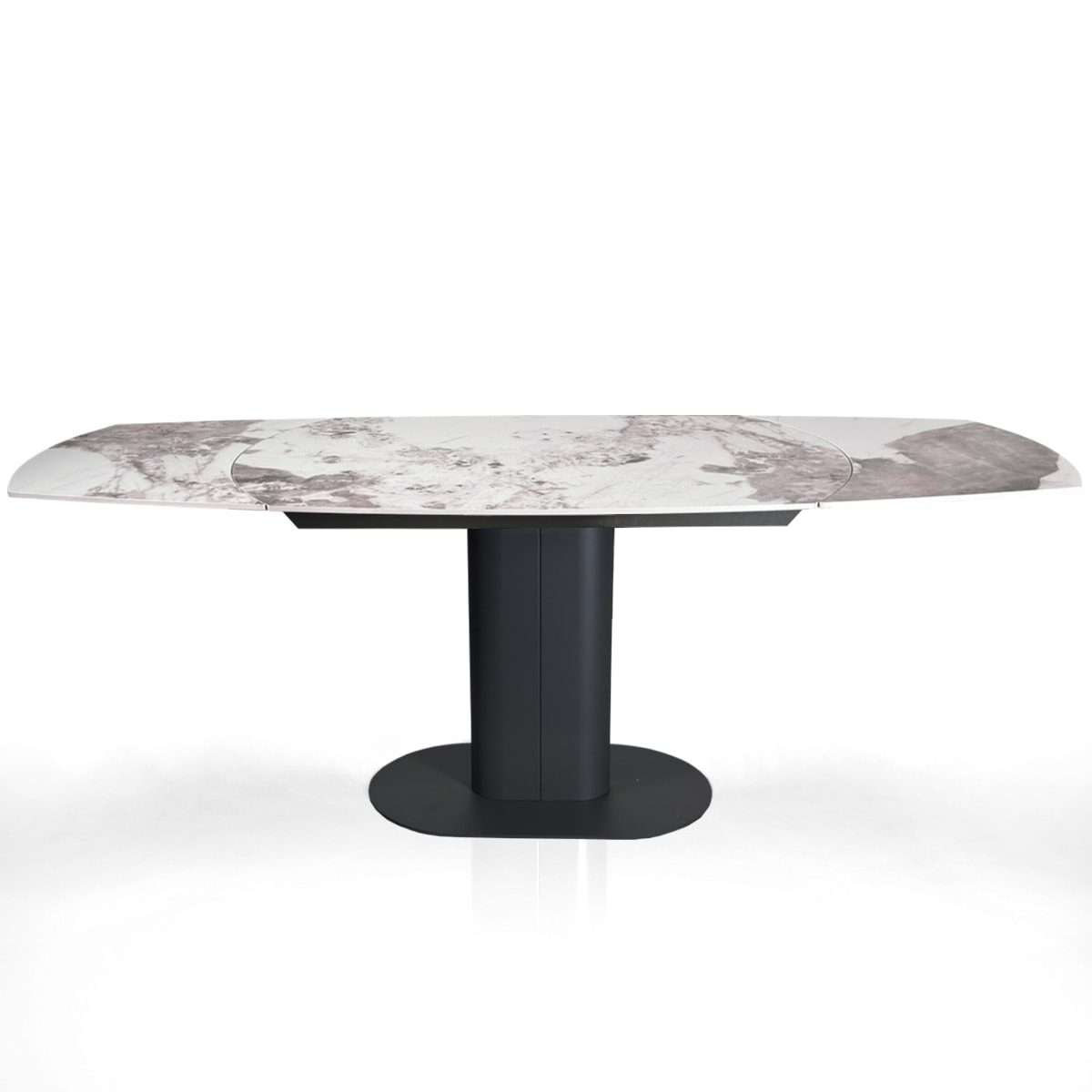 Table à manger extensible Tomasucci FYRM, en céramique, marbre onyx, gris, 120/160/200 × 89 × 76 cm