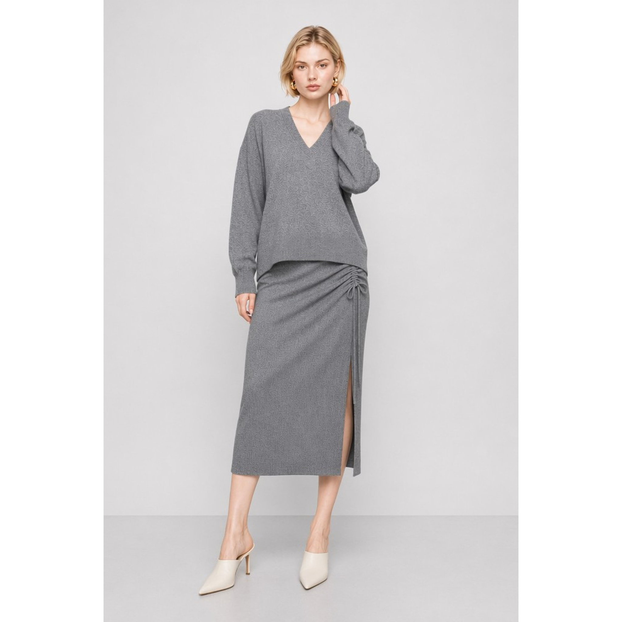 Kocca - Maglia da donna in 100% lana con scollo a V e maniche lunghe Donna