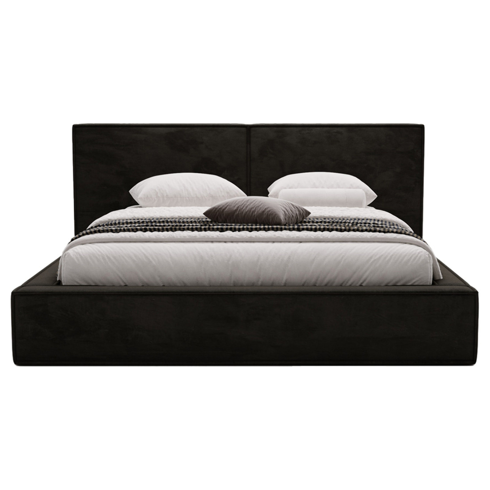 Eros - lit coffre - 180x200 cm - sommier inclus - en velours - Noir