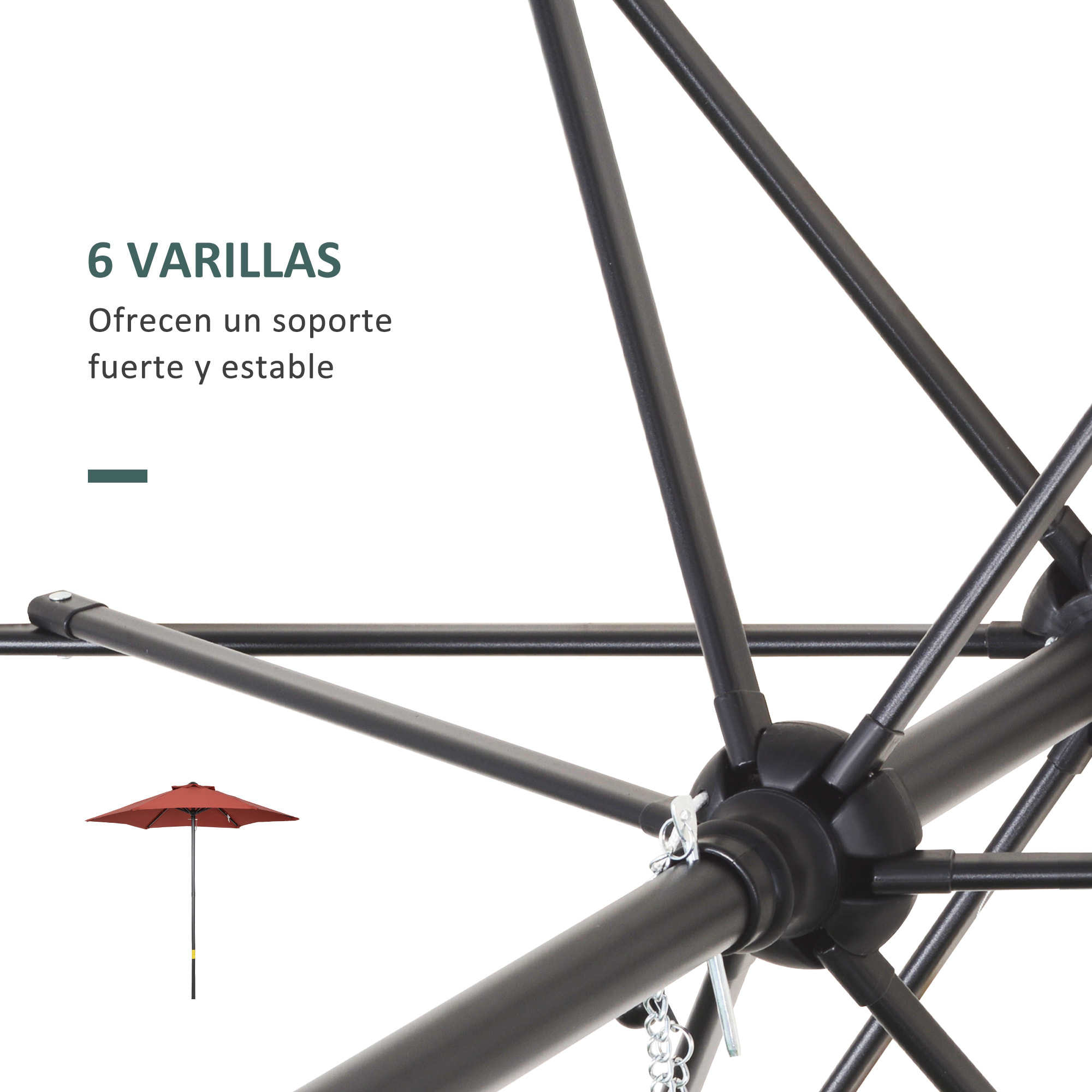 Sombrilla de Jardín Ø2x2 m Parasol Mástil de Aluminio con Techo de Ventilación y Poste Desmontable para Terraza Patio Exterior Rojo Vino
