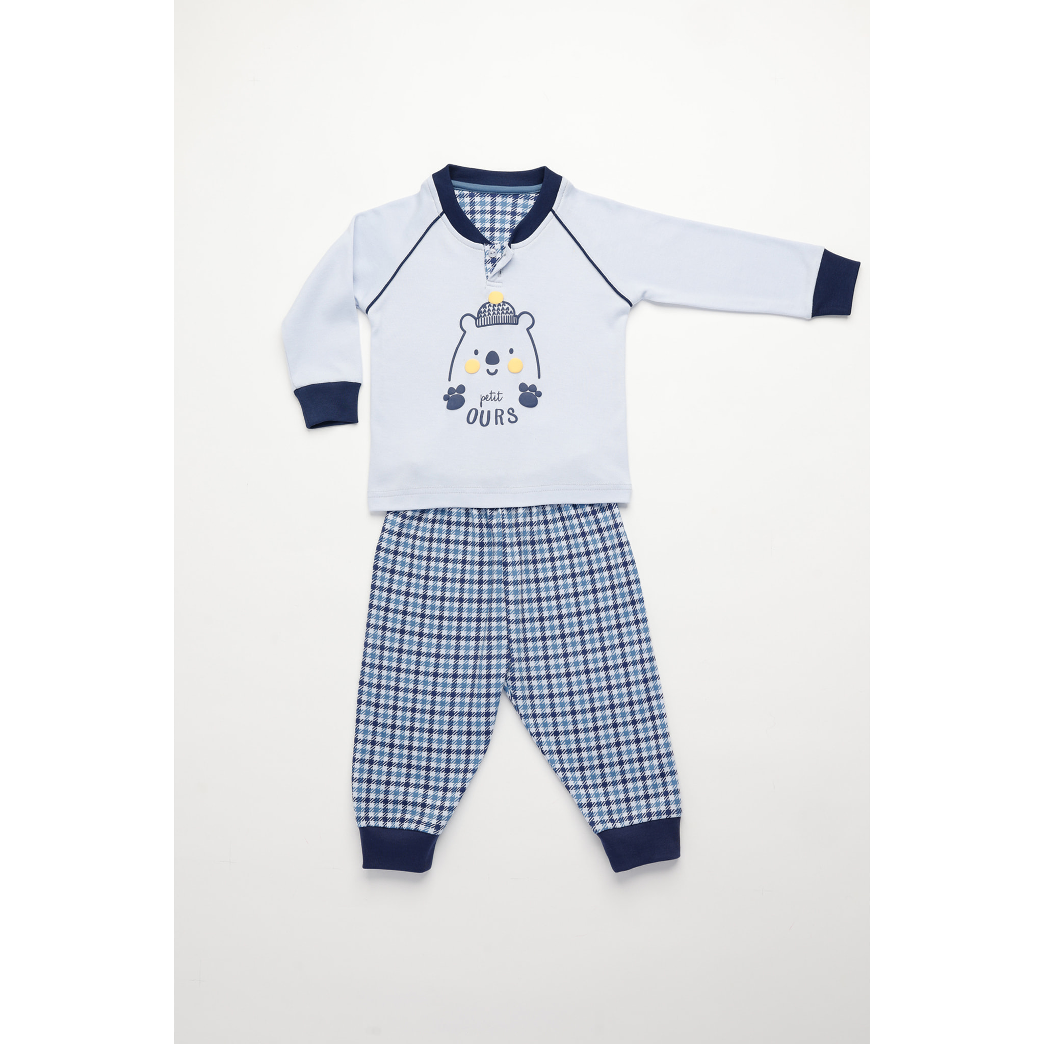 Pigiama neonato kikko in caldo cotone con collo due bottoni Noidinotte