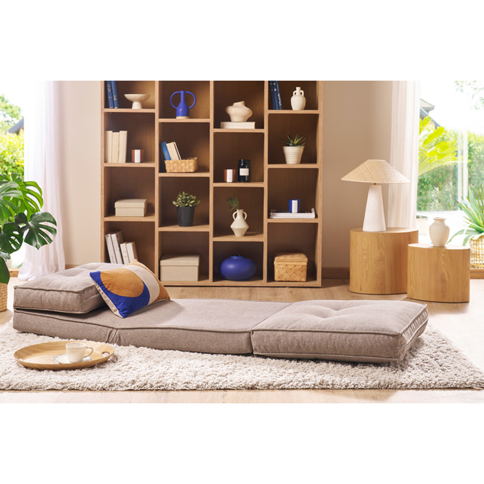 Chauffeuse 1 place convertible en tissu taupe SALLY