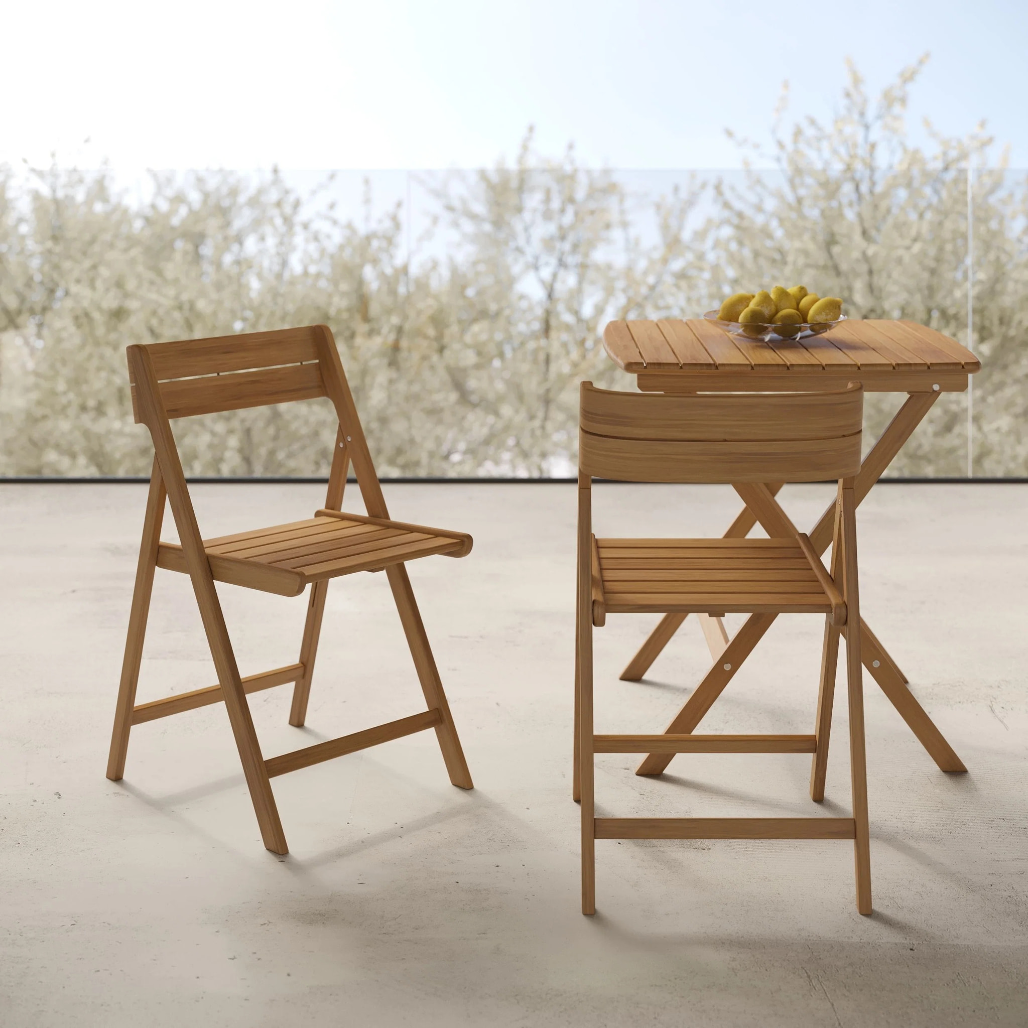 Table et chaises de jardin en bois d'acacia huilé 2 personnes - Siquijor