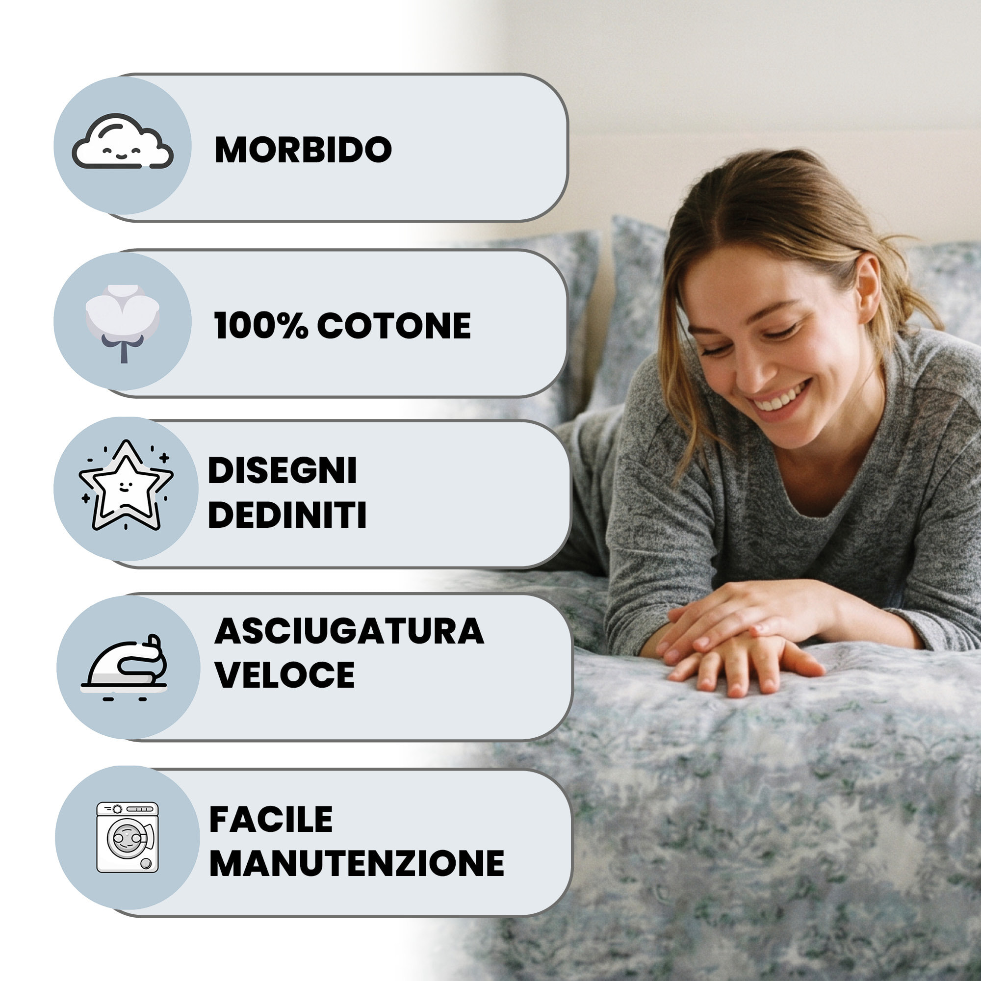 PARURE COPRIPIUMINO IDA, 100% Cotone - VENERE