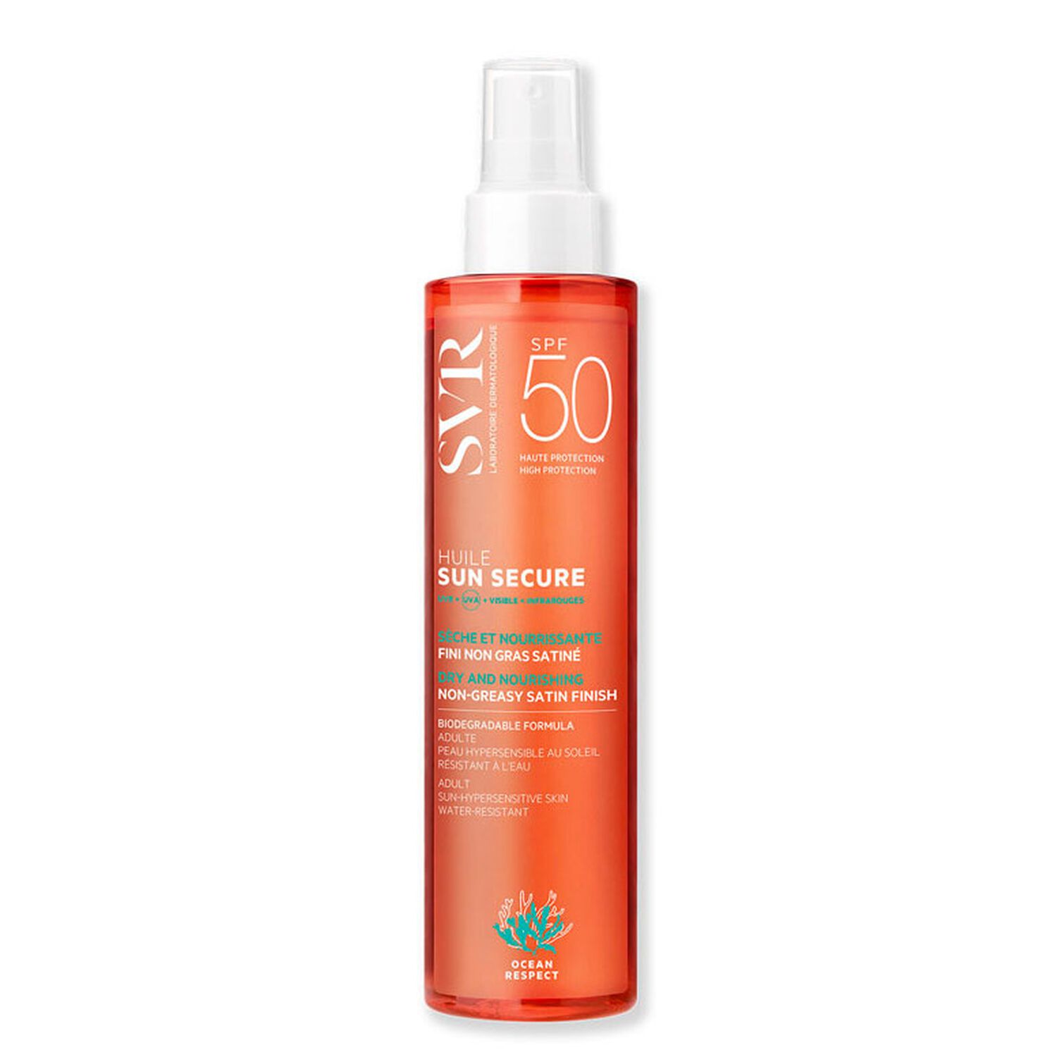 Sun Secure SPF50  - Huile Biodégradable Sèche - Fini Satiné 200 ml
