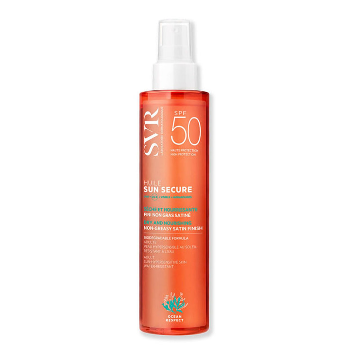 Sun Secure SPF50  - Huile Biodégradable Sèche - Fini Satiné 200 ml