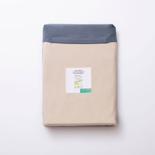 Set 3pc cama (Funda nórdica 260x240cm + 2 Fundas de almohada 63x63cm) en azul oscuro y beige 70%Algodón+30%Poliéster