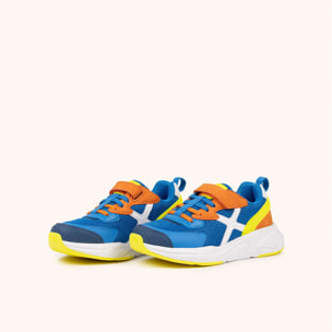 Zapatilla Infantil Multideporte Azul y Naranja con Velcro MUNICH MINI TRACK VCO 23