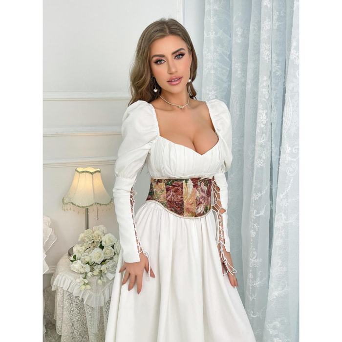 Bustier floral con varillas de soporte y cierre frontal