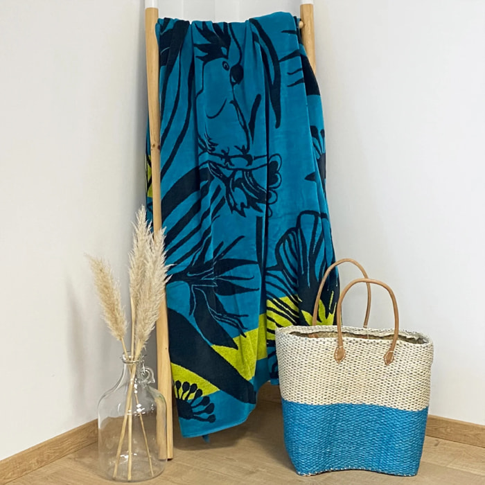 Serviette de plage éponge velours Jacquard - Papiga - 140x180cm - 400g/m²