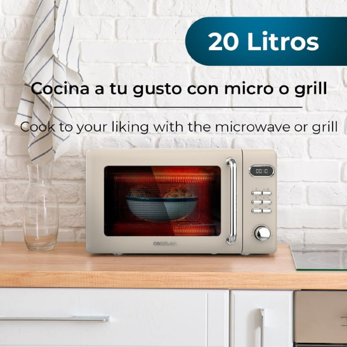 Cecotec Micro-ondes de 20 L avec grill ProClean 5110 Retro Beige