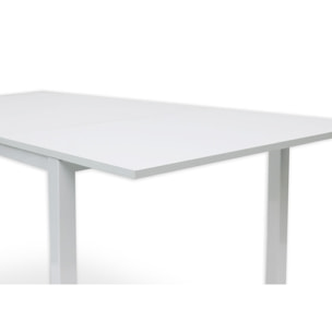 Tavolo allungabile in metallo verniciato e piano in laminato, colore bianco, cm 130 x 76 x 85.