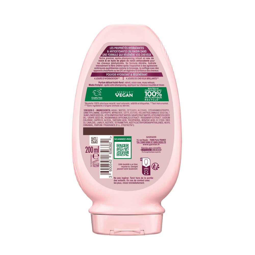 Lot de 12 - Garnier Ultra Doux Vignes Merveilleuses Après-Shampooing Hydratant Régénérant 200ml - Homme & Femme