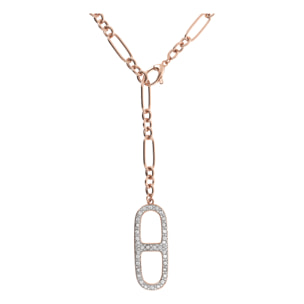 Collana a Cravatta con Elemento Catena Marina Pavé in Cubic Zirconia