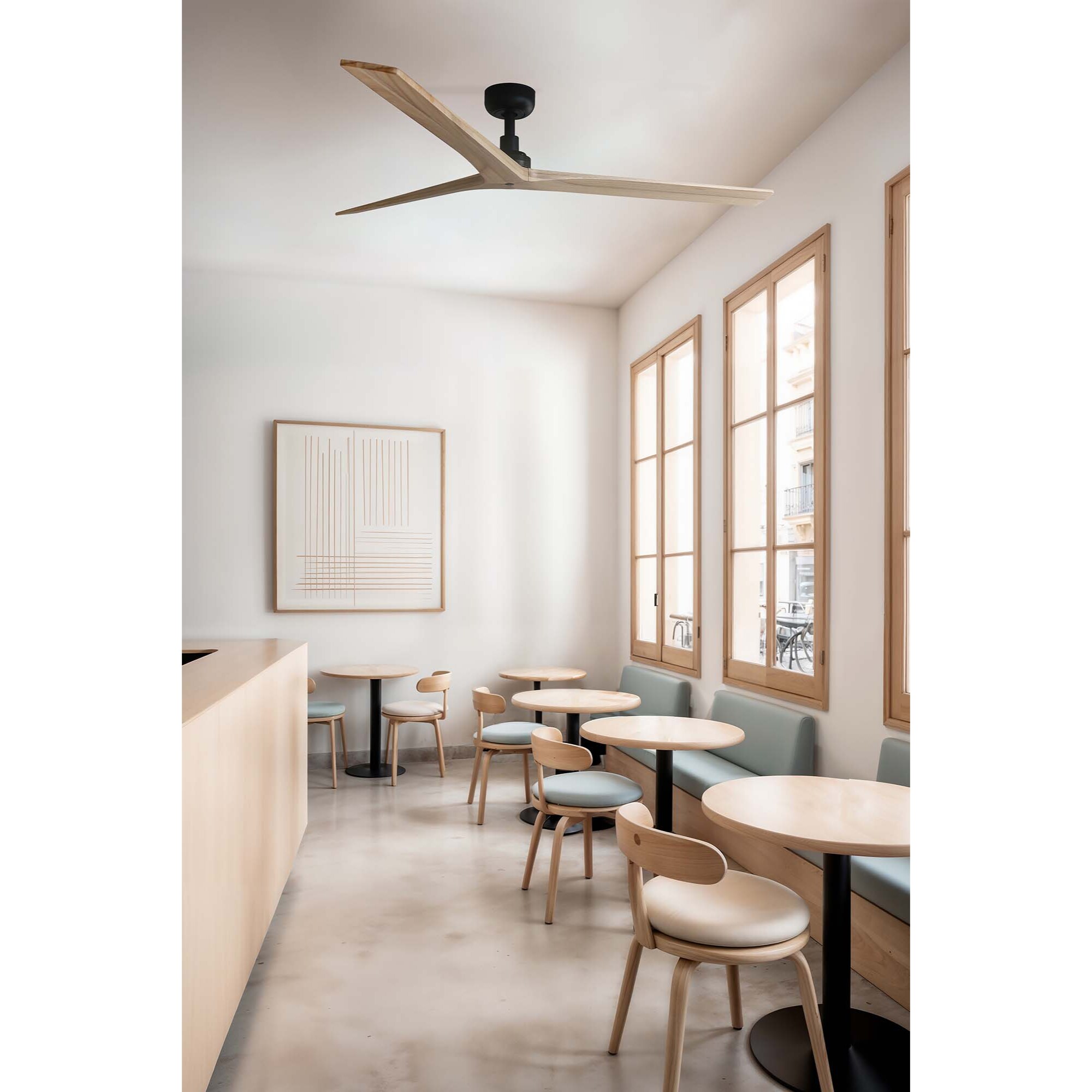 KLIM L Ventilateur de plafond noir/bois chêne TUYA