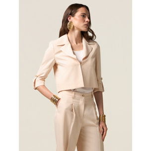 Oltre - Giacca cropped misto lino - Rosa