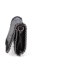 Borsa a tracolla da donna Made in Italy - Eolian Nova - Pelle scamosciata stampata - 22.0 x 13.0 x 4.0 cm