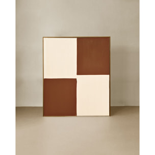 Cuadro teja y blanco decorativo sobre algodón con bastidor de madera pintado artesanalmente con pintura óleo en varias medidas