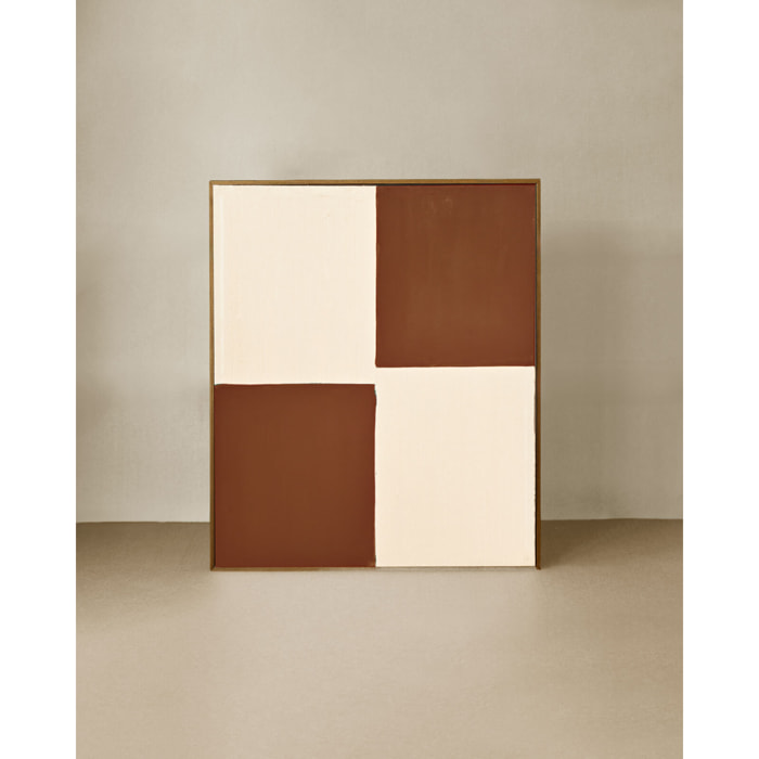 Cuadro teja y blanco decorativo sobre algodón con bastidor de madera pintado artesanalmente con pintura óleo en varias medidas