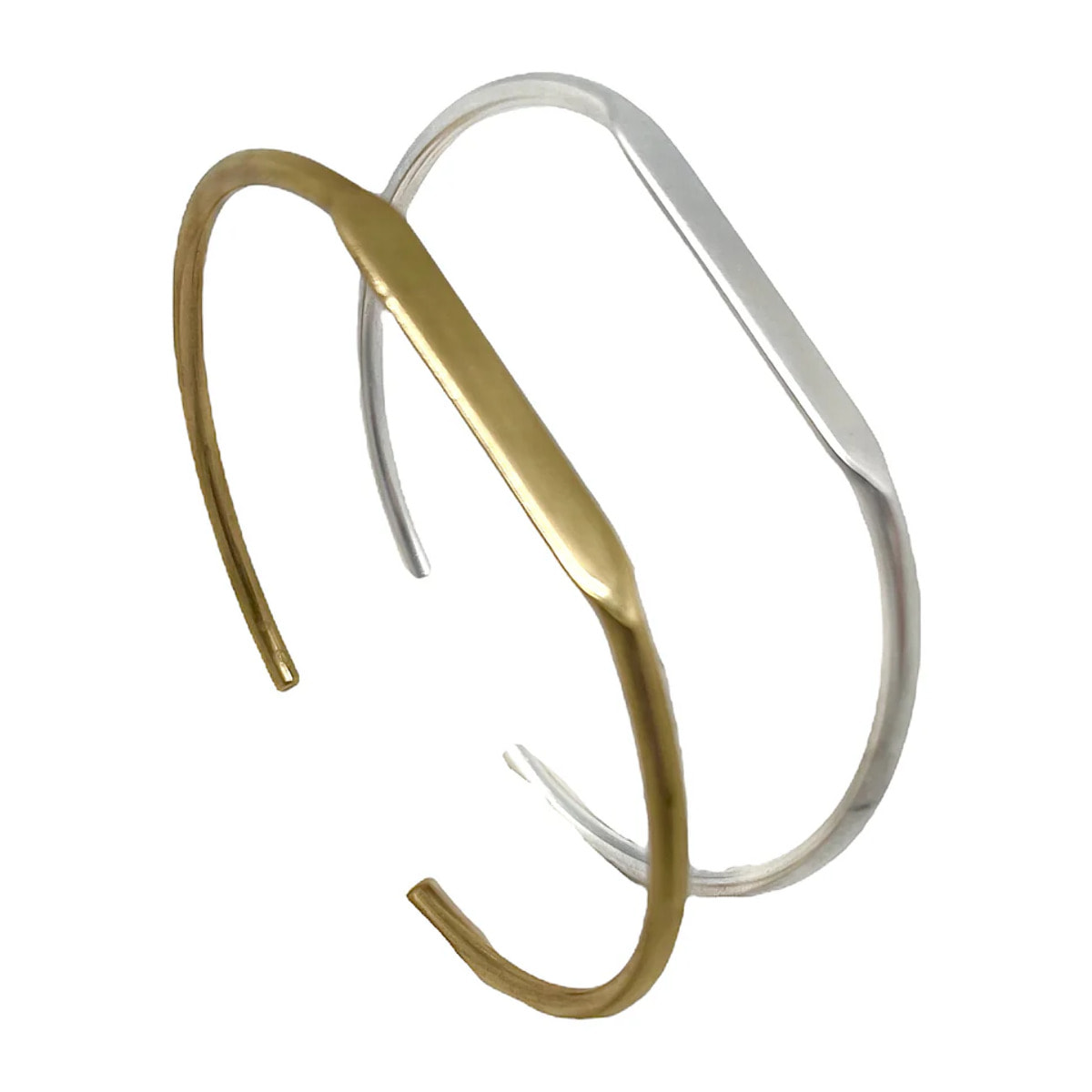 Pack pulseras combo Tubular fino latón plata_oro