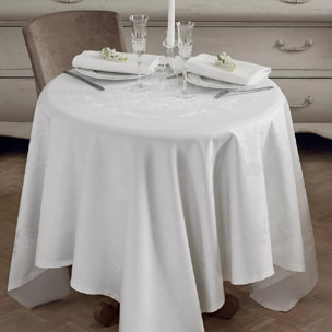 Nappe anti tache pur coton motif jacquard Comtesse blanc