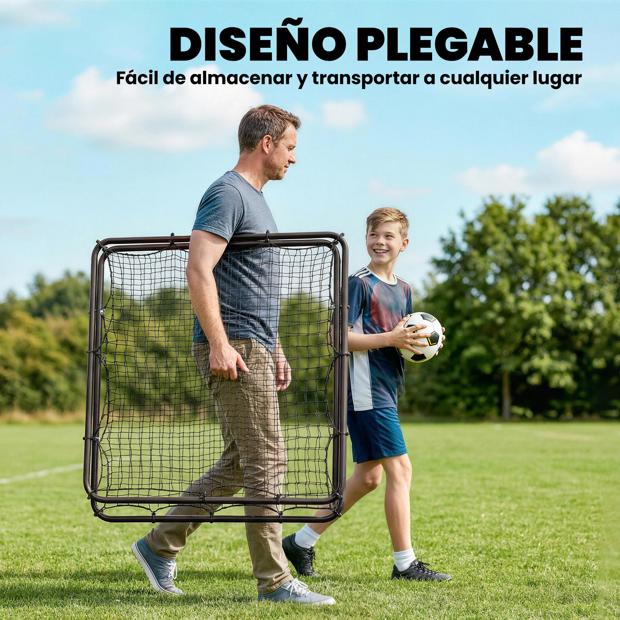 Red de Rebote Plegable, Reboteador de Fútbol Ángulo Ajustable de 5 Niveles, con Tubo de Acero, Fácil de Instalar, para Entrenamiento de Fútbol, 120x73x112 cm, Negro