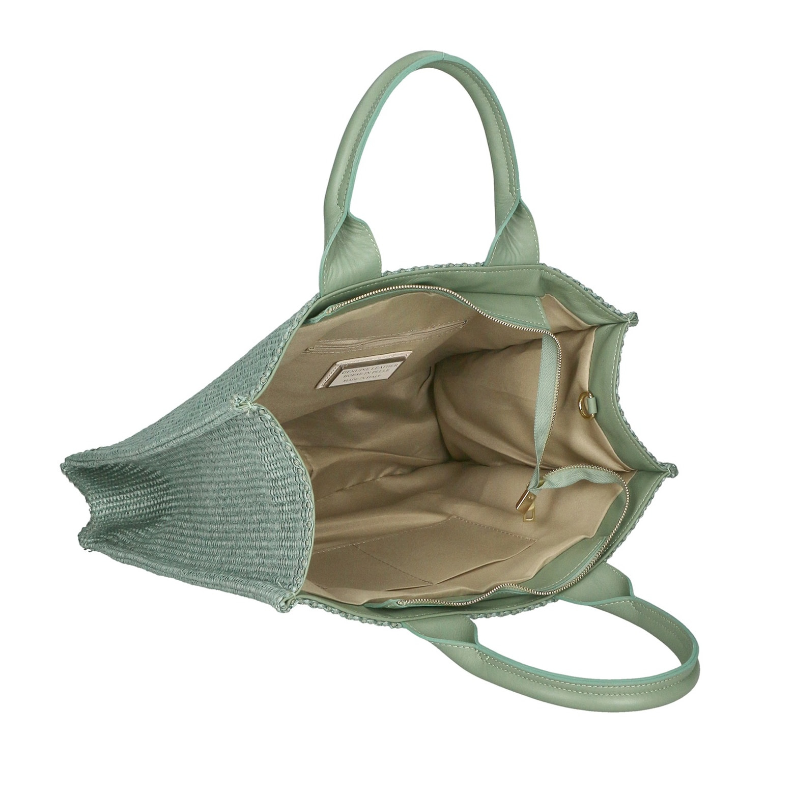 Borsa a mano da donna - Modello False - Misto pelle e tessuto - 31.0 x 41.5 x 15.5 cm
