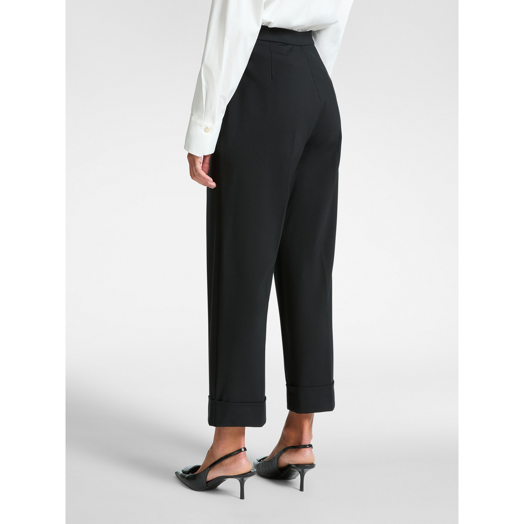 Elena Mirò - Pantalones anchos con puños - Negro